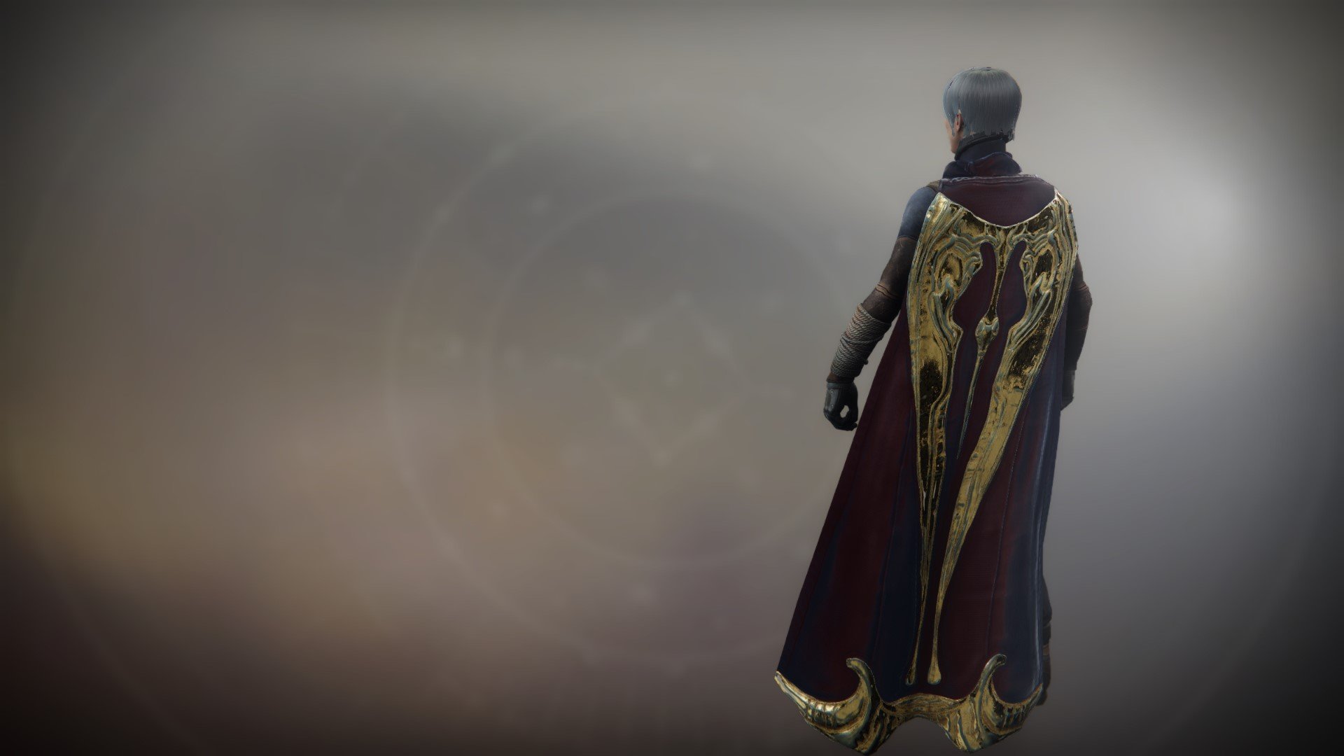 An in-game render of the Solstice Cloak (Majestic).