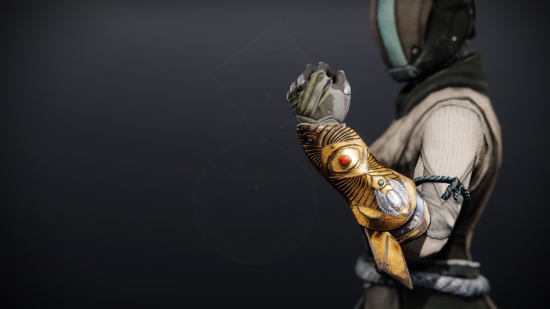 An in-game render of the Atavistic Idol Gloves.